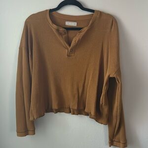 Everlane mustard yellow waffle top size large